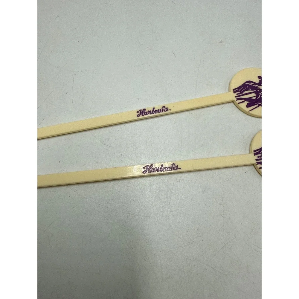 Vintage Harlows Restaurant Nightclub Swizzle Sticks Plastic Stirrers Set of 2